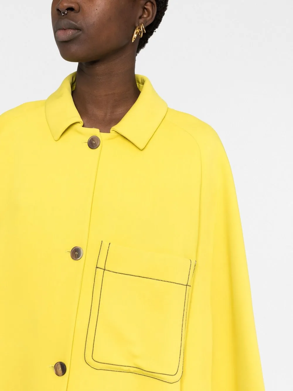 Shop Fabiana Filippi Oversized Button-up Coat In Yellow