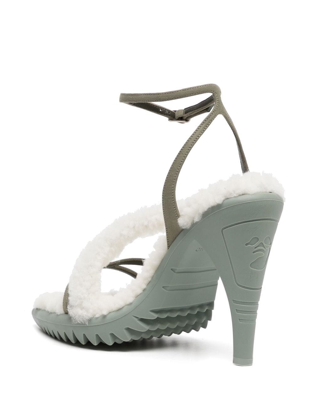 Shop Off-white Allen Shearling Sandals In Green
