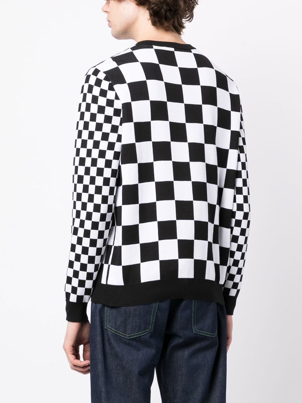 Shop Ports V Checkerboard-print Knit Jumper In Black