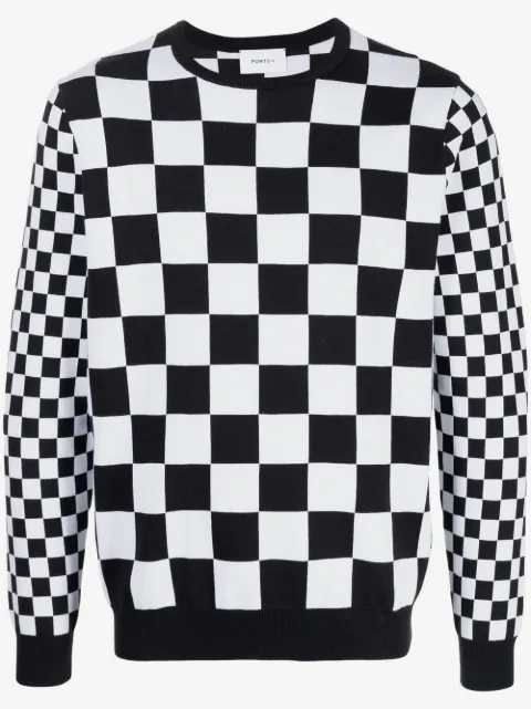 Ports V pull en maille à damiers