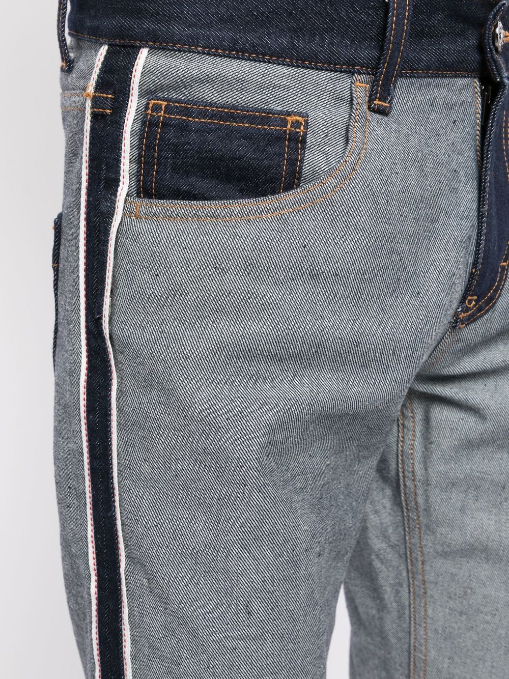 Shop Ports V Contrasting-panel Detail Trousers In Blue