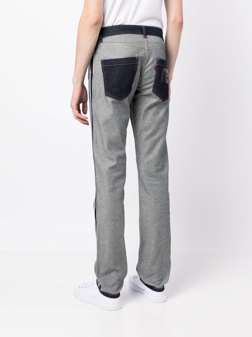 Shop Ports V Contrasting-panel Detail Trousers In Blue