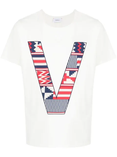 Ports V logo-print detail T-shirt