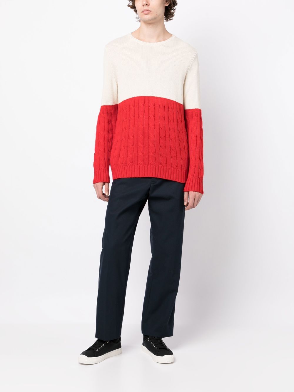 Shop Ports V Two-tone Knit Jumper In White