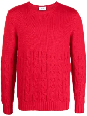 Mens red shop cable knit jumper