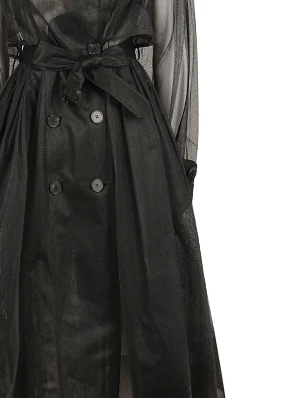 【送料&関税込】Alexander McQueen Belted Trench Coat Alexander McQueen Belted Waist Tulle Trench Coat | Black