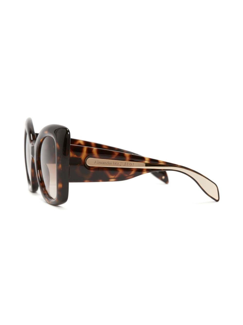 Shop Alexander Mcqueen Cat-eye Frame Skull-charm Sunglasses In Brown