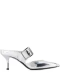 Alexander McQueen metallic buckle mule - Silver