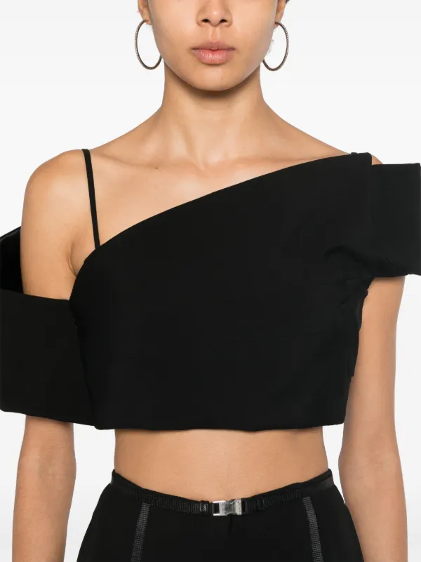 Alexander McQueen Deconstructed Asymmetric Crop Top | Black