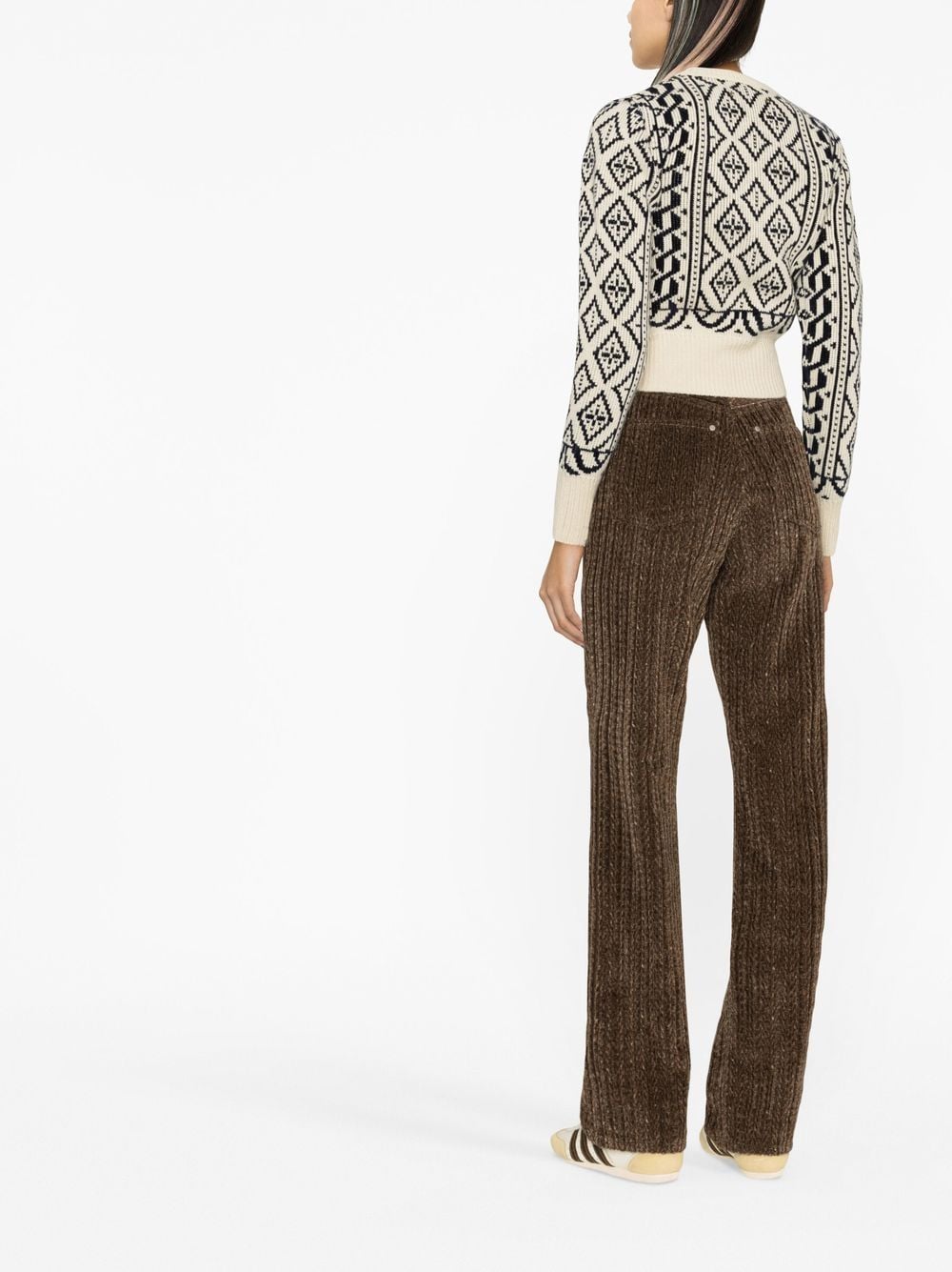 Shop Golden Goose Geometric-pattern Cropped Jumper In Neutrals