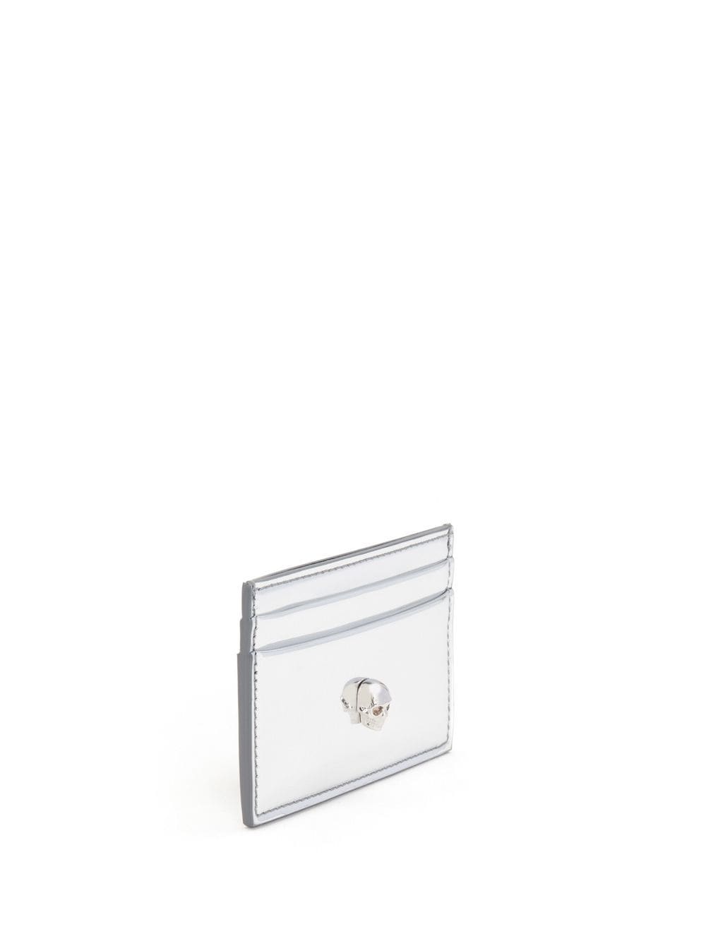 Shop Alexander Mcqueen Skull-appliqué Rectangle-shape Cardholder In Silver