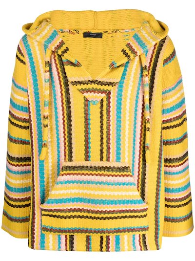 Alanui - stripe-detailing V-neck hoodie