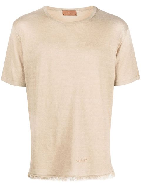 Alanui frayed-trim linen T-shirt