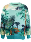 Alanui palm tree-print jumper - Blue