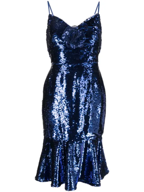 Marchesa Notte Magnolia sequin-embellished midi dress N63M3395 - 0