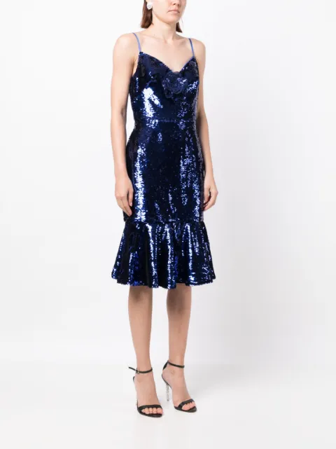 Marchesa Notte Magnolia sequin-embellished midi dress N63M3395 - 2