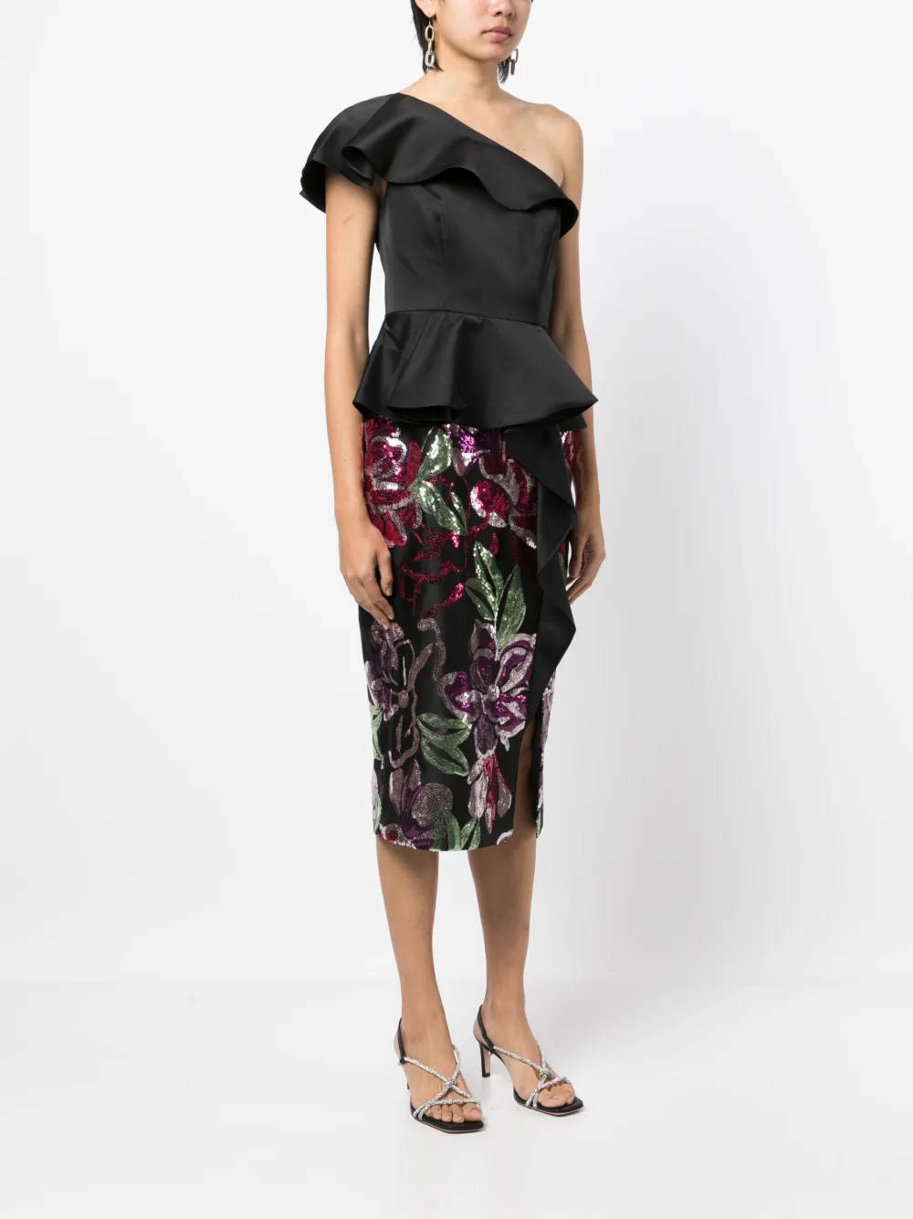 Marchesa Notte Sequin-embellishment Dress In Black