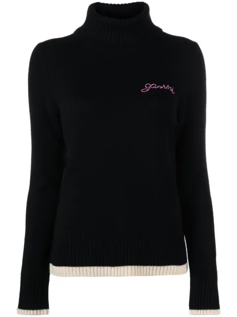 GANNI logo-embroidered jumper 