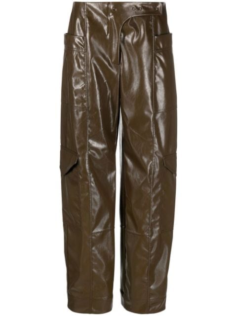GANNI glossy faux-leather trousers