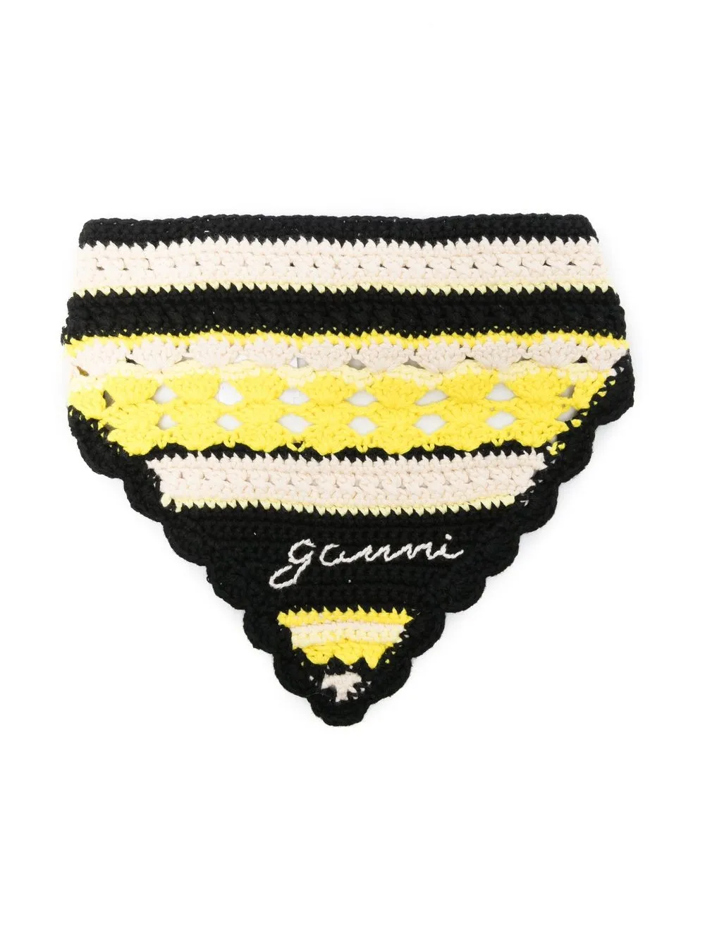 

GANNI embroidered-logo crochet bandana - Black