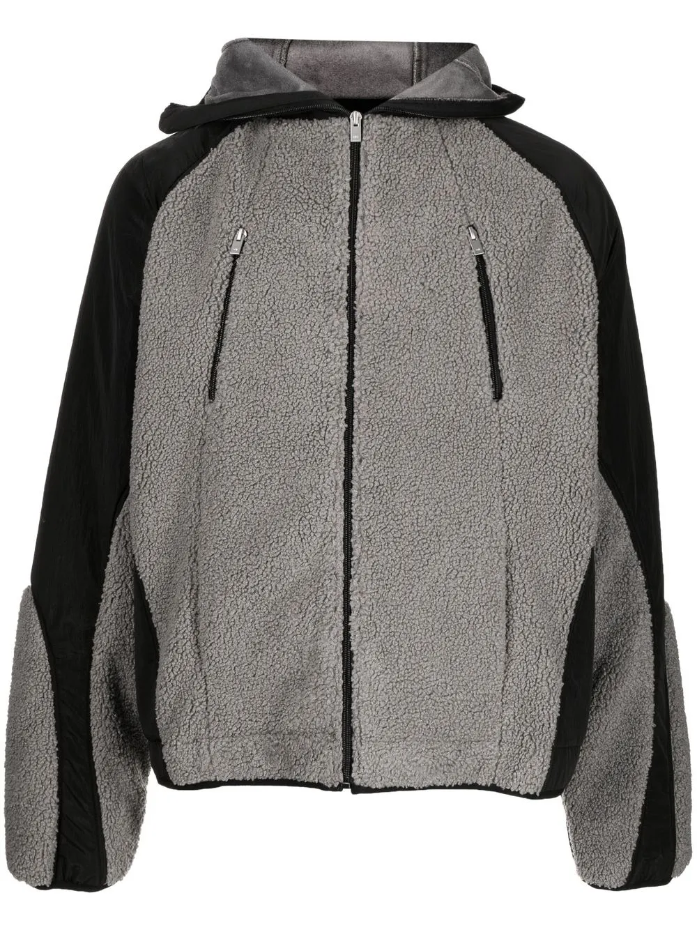 fleece detail zip-up jacket