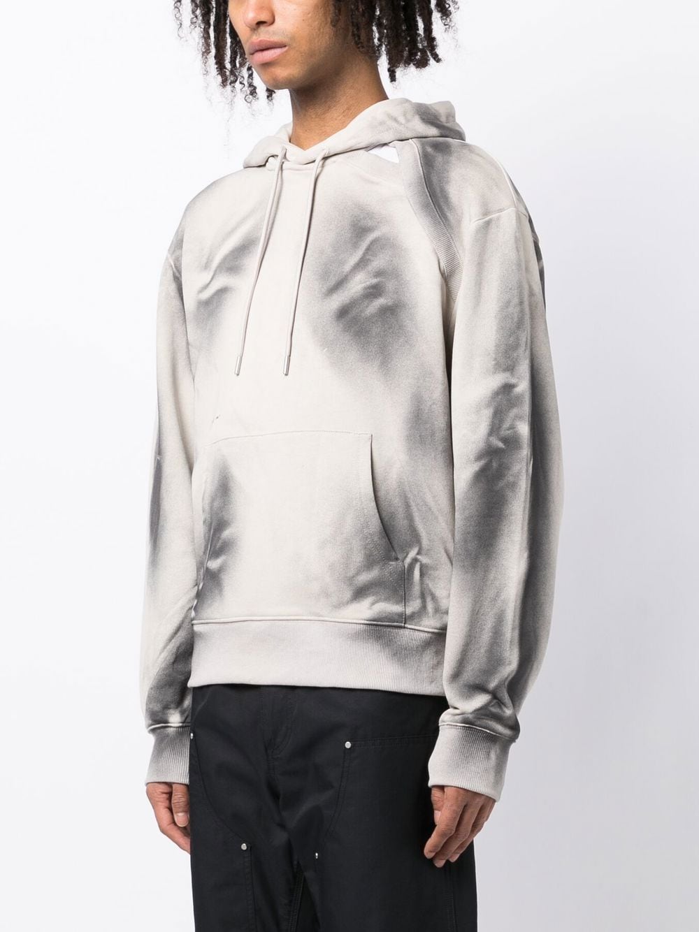 Shop Heliot Emil Abstract-print Cotton Hoodie In 褐色