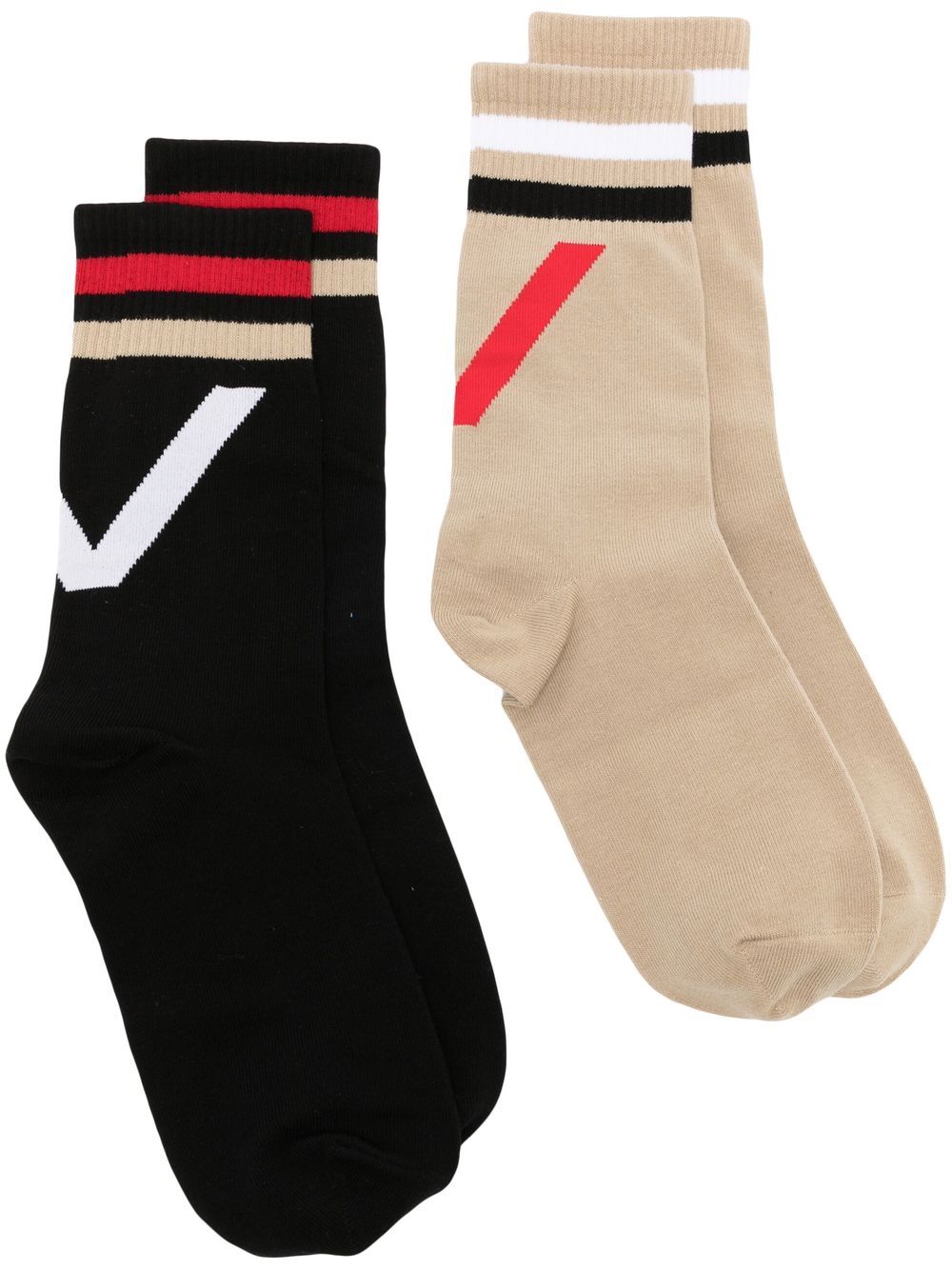 

Ports V pack-of-two intarsia-knit ankle socks - Brown