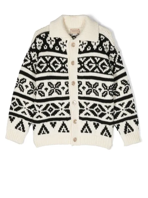 Gucci Kids patterned jacquard wool cardigan