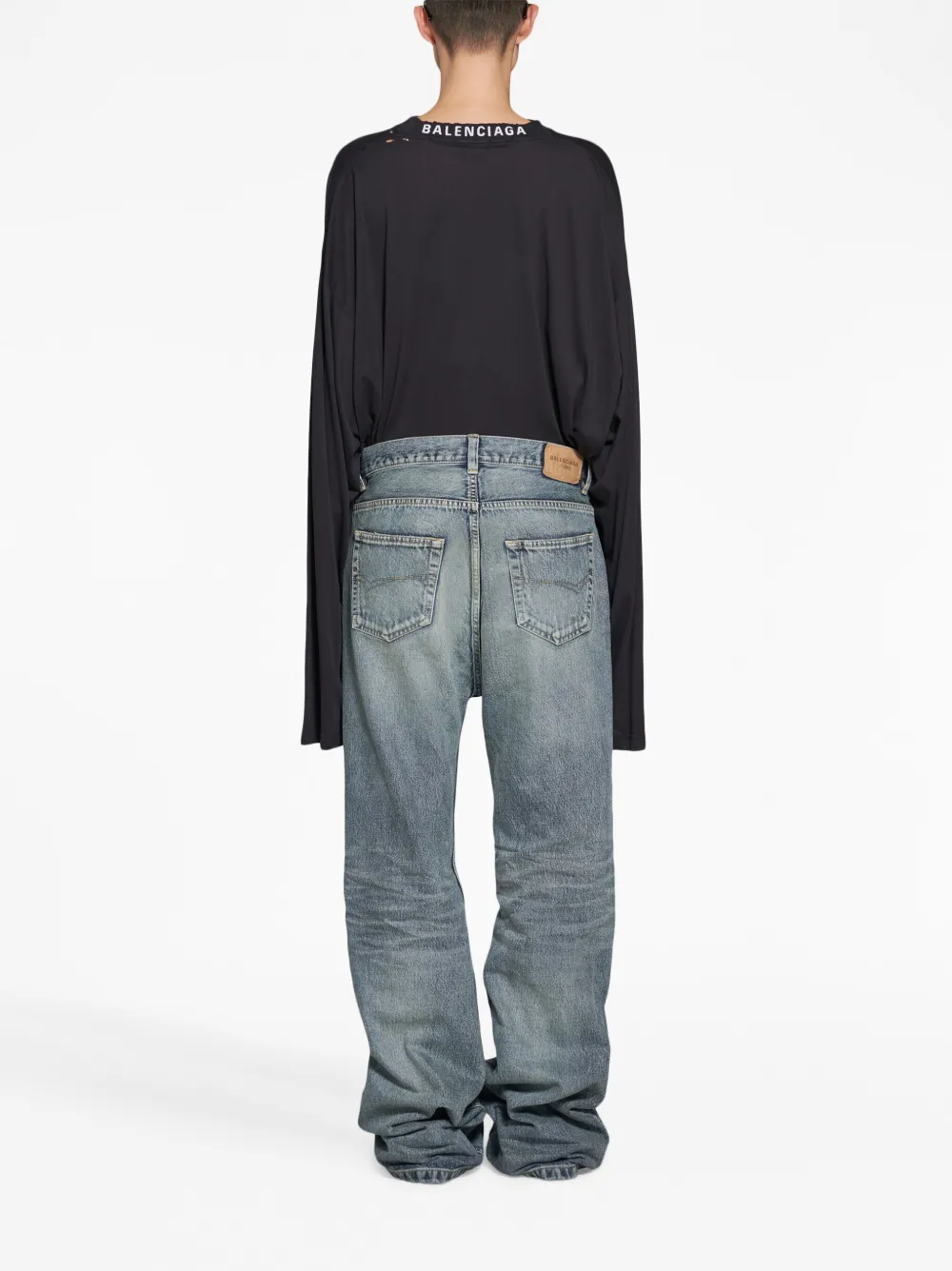 Shop Balenciaga Mid-rise Wide-leg Jeans In Blue