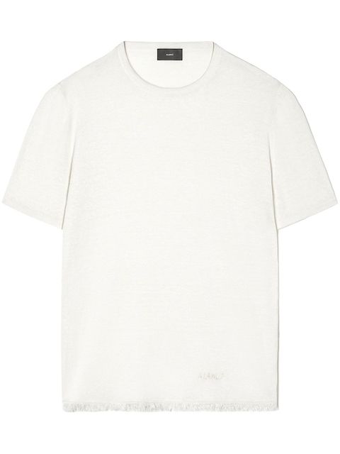 Alanui frayed-trim linen T-shirt