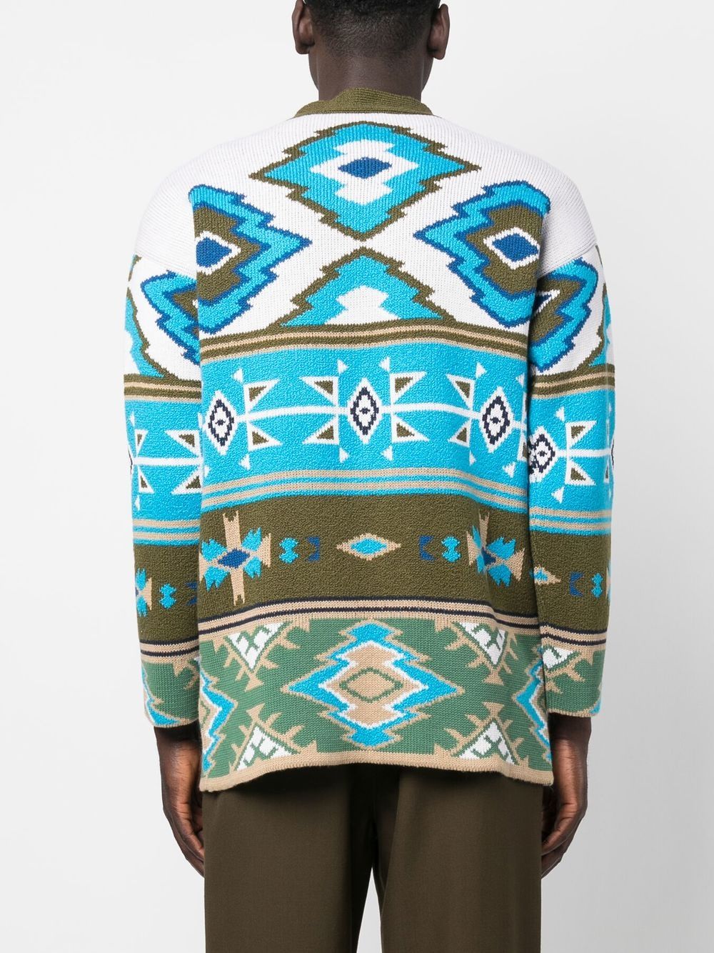Shop Alanui Graphic-print Knitted Cardigan In Green