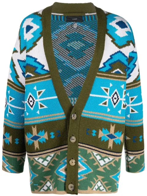 graphic-print knitted cardigan