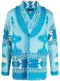 Alanui cotton-linen jacquard cardigan - Blue