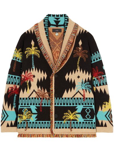 Alanui - wool palm-tree jacquard cardigan