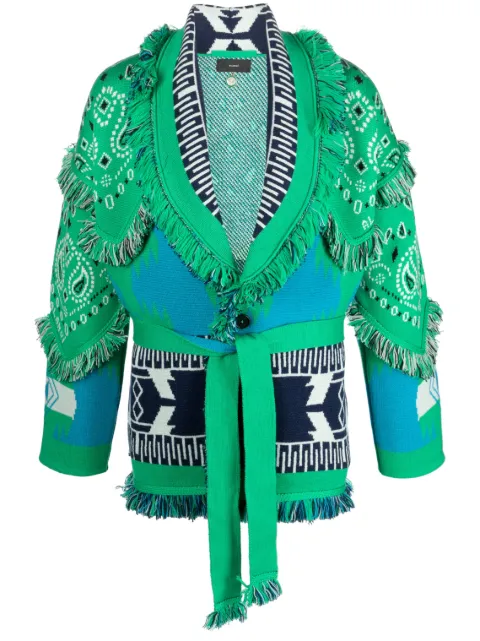 bandana-print knitted cardigan