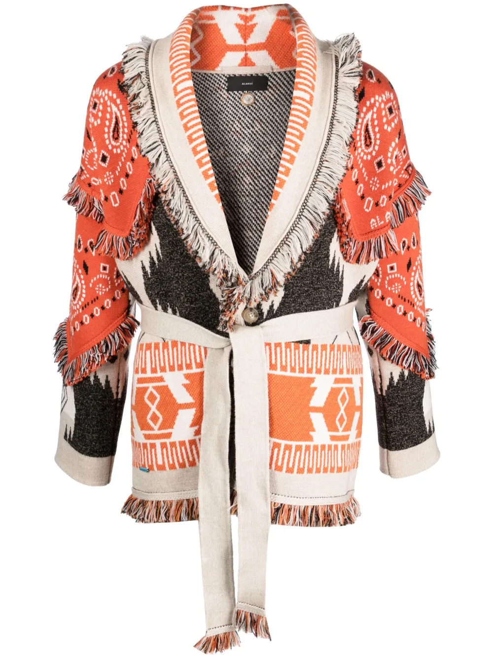 Alanui bandana-print knitted cardigan - Orange