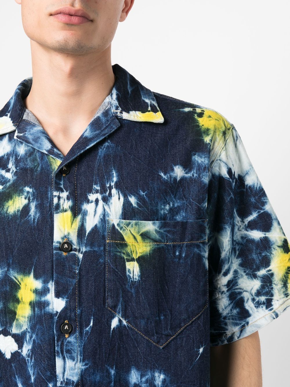 Shop Alanui Abstract-print Shirt-sleeve Shirt In Blau