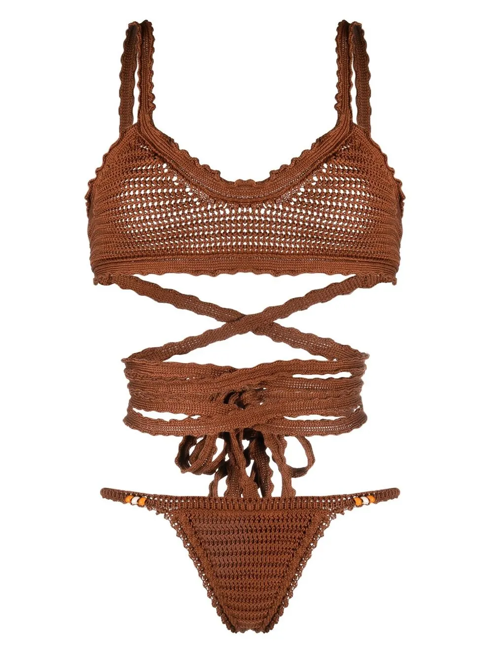 

Alanui bikini tejido de crochet Beach Break - Marrón