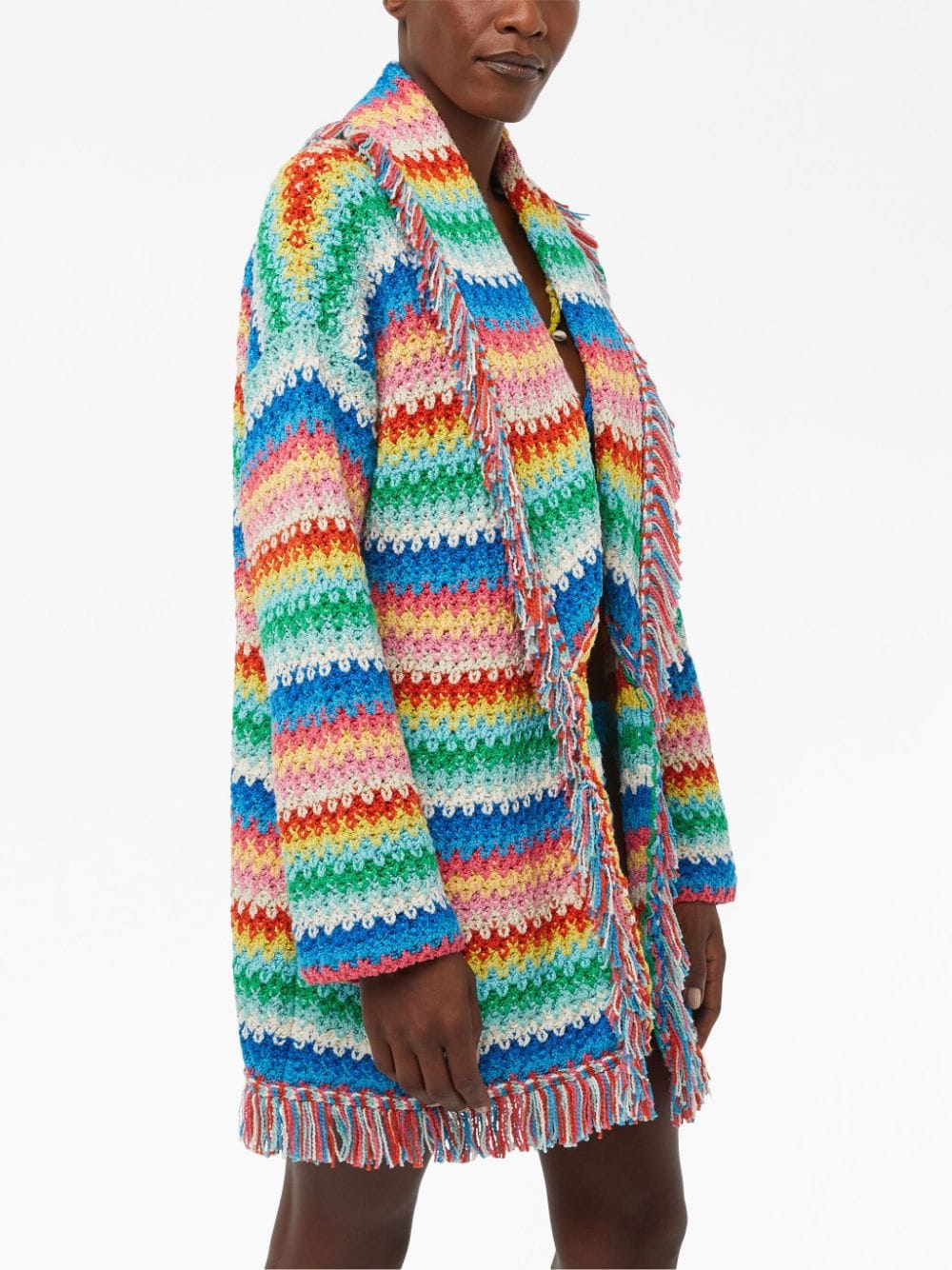 Shop Alanui Over The Rainbow Knit Cardigan In 彩色