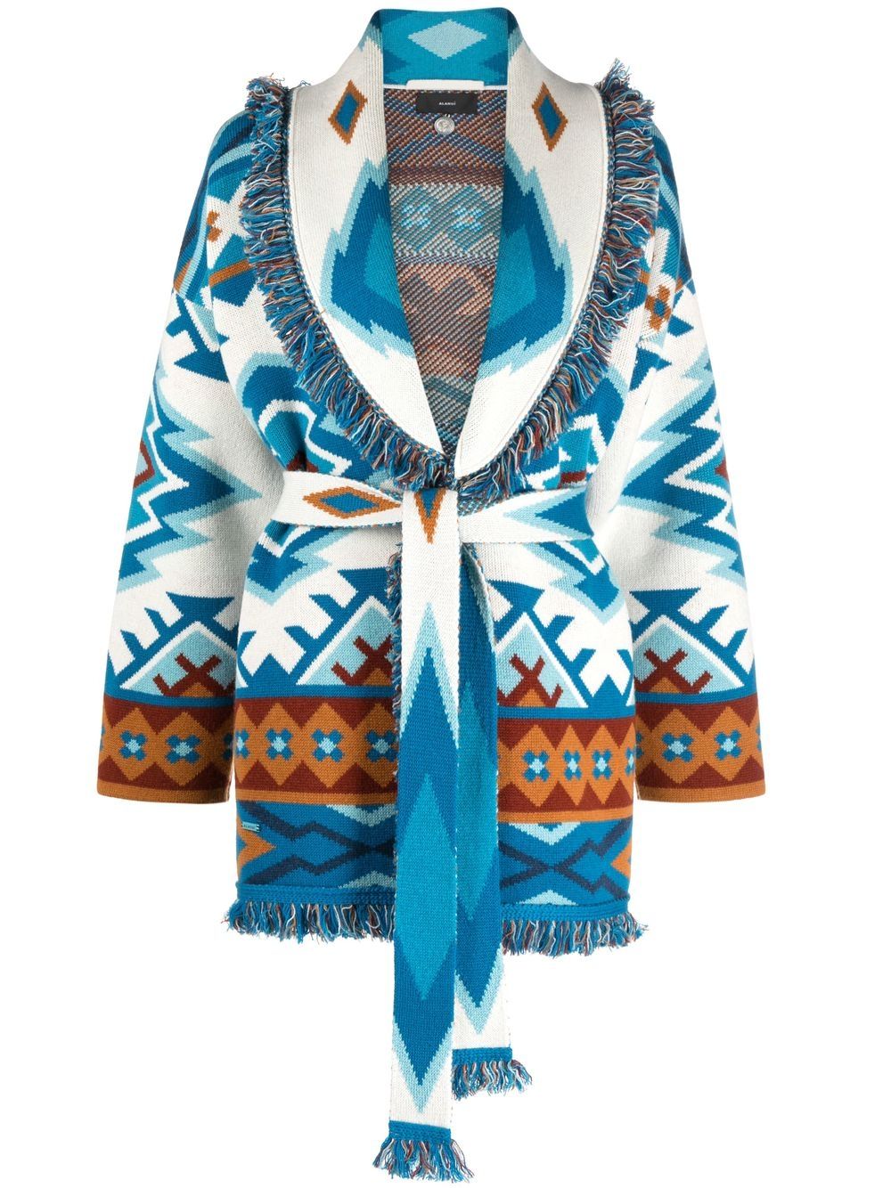 Alanui Tie-up Knitted Cardia-coat In Blau