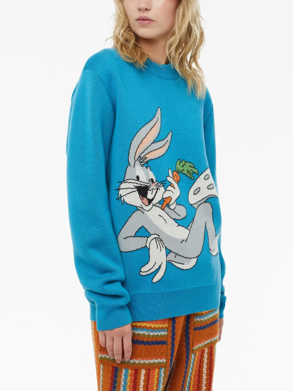 Alanui Bugs Bunny Bandana Jacquard Jumper | Blue | FARFETCH UK