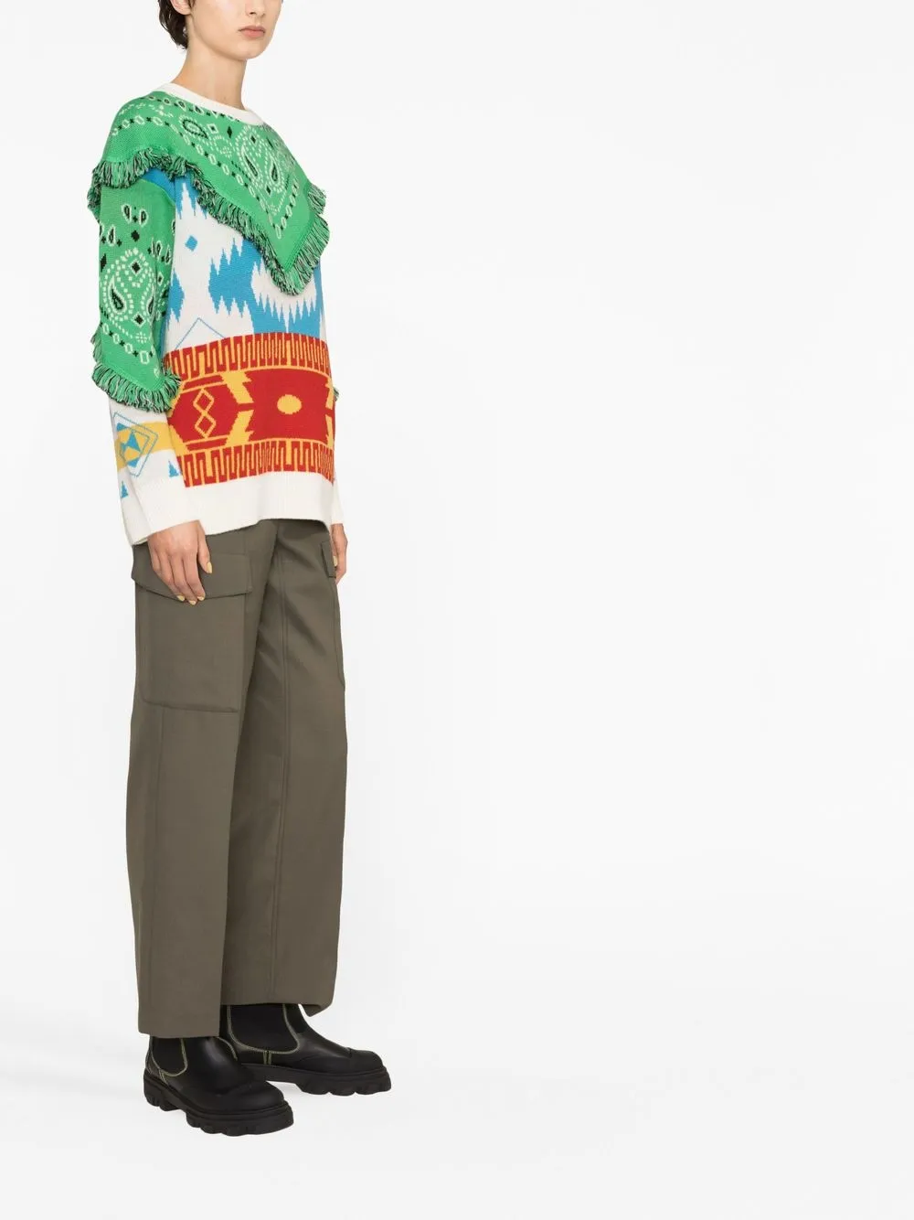 Alanui Icon Bandana Fringed Jumper In 绿色