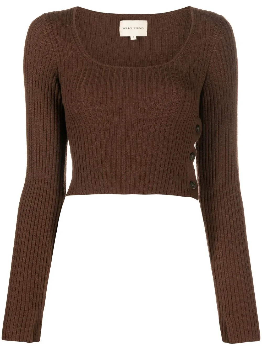 

Loulou Studio square-neck crop jumper - Brown