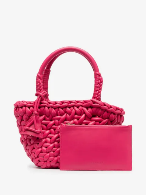 Alanui interwoven-design small leather tote bag