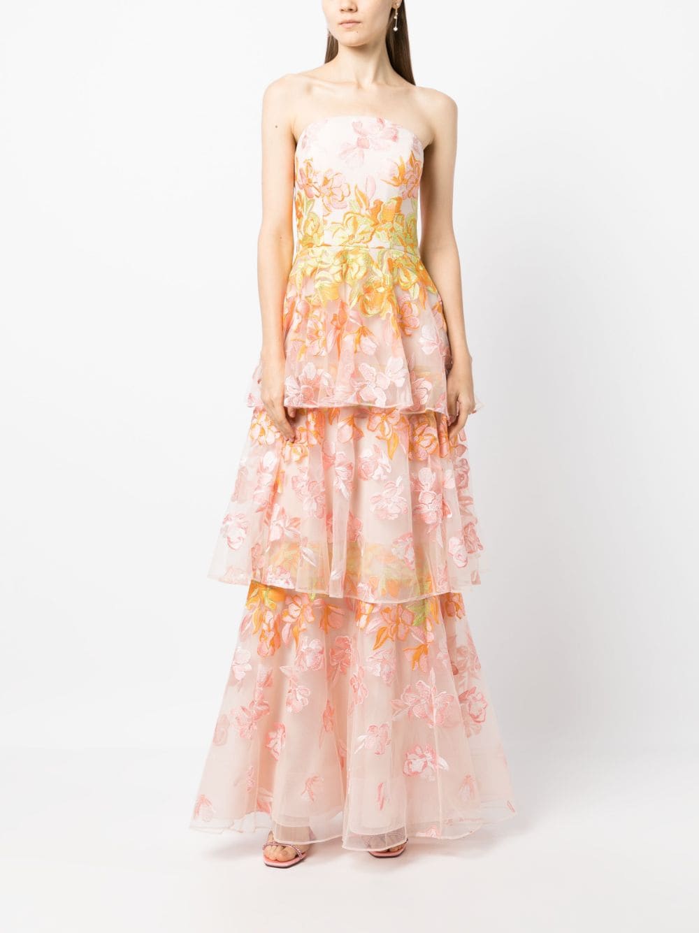 Marchesa Notte Falling Flowers Gown In Pink | ModeSens