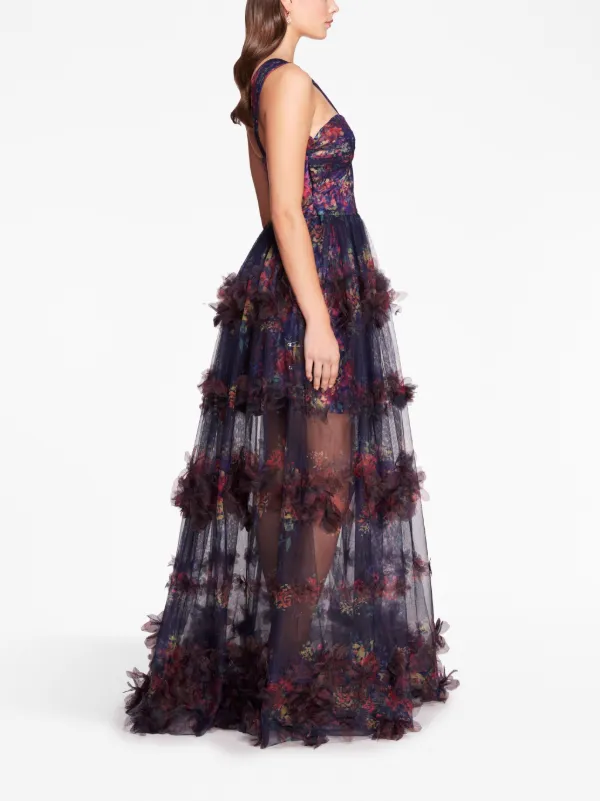 Marchesa watercolor tulle outlet dress