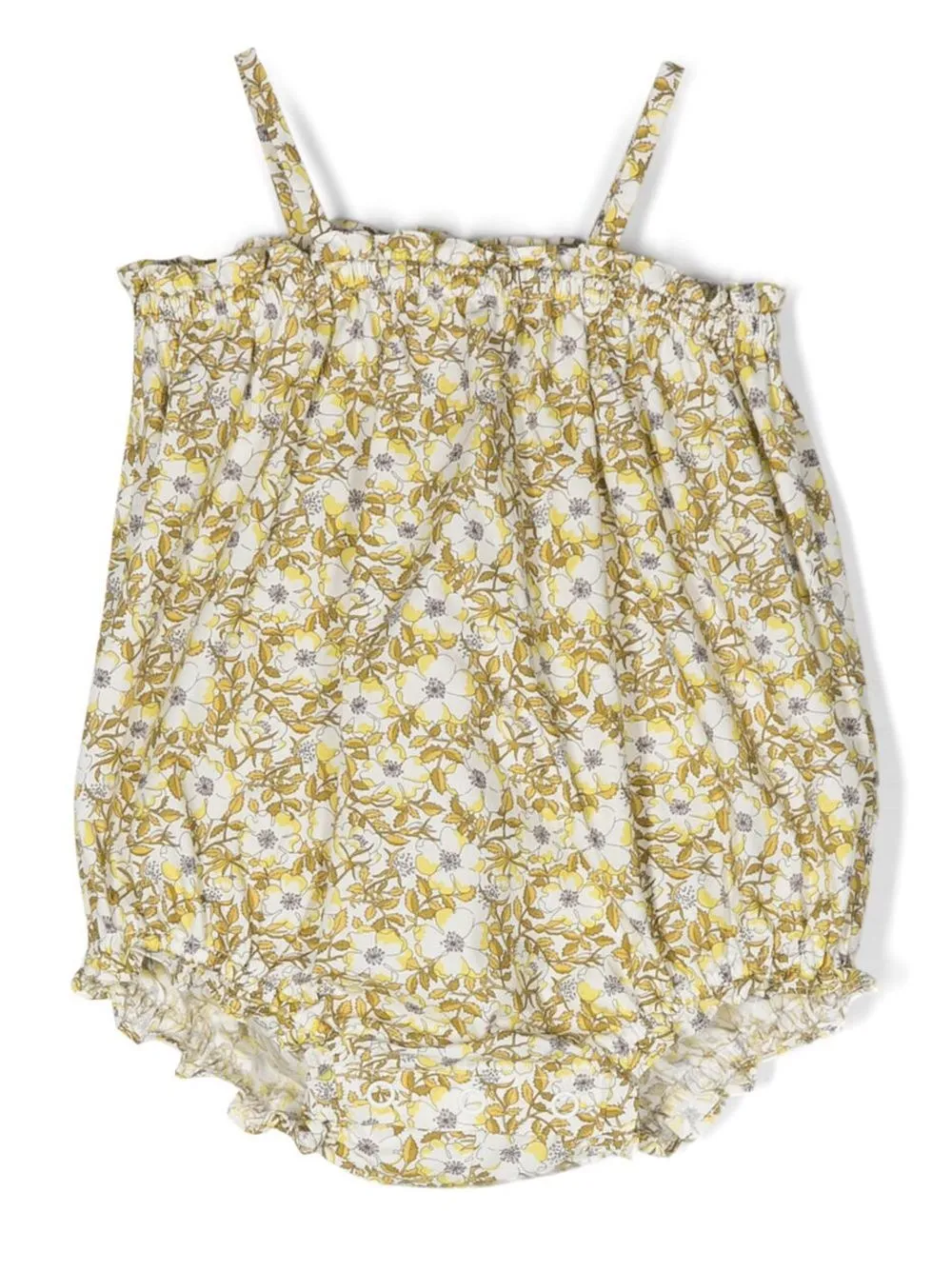 Bonpoint Babies' Floral-print Romper In Yellow