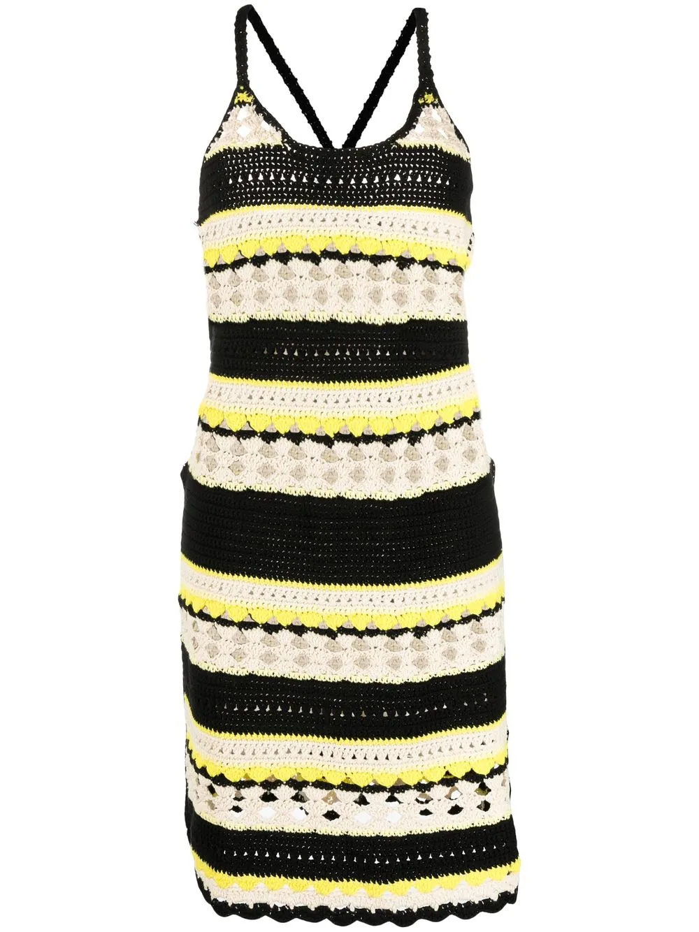 

GANNI open-knit striped midi dress - Neutrals