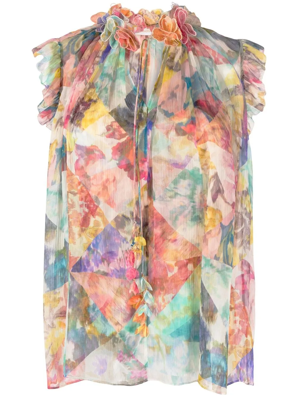 

ZIMMERMANN High Tide frilled blouse - Neutrals