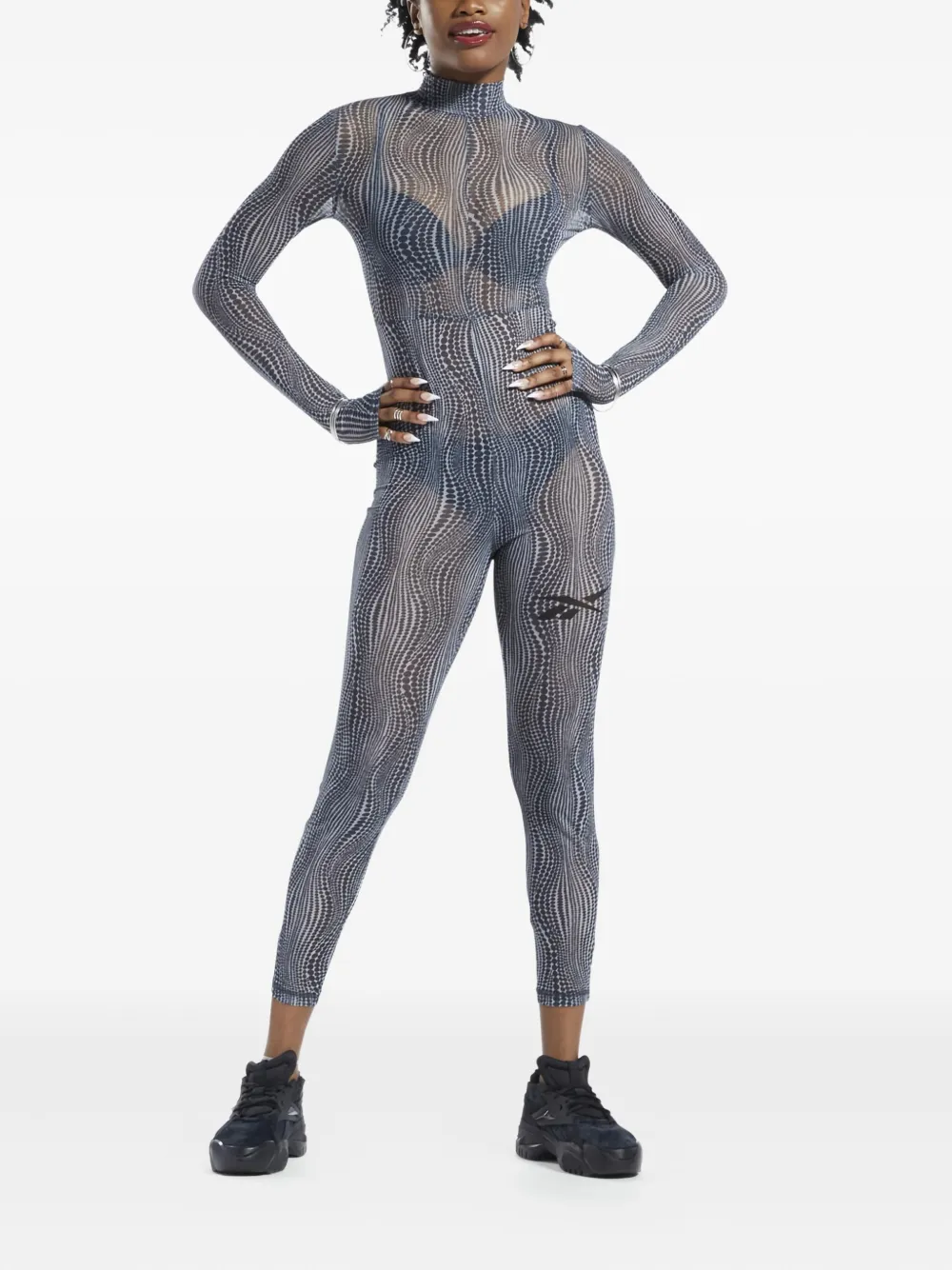 Reebok x Cardi B abstract-print jumpsuit - Grijs